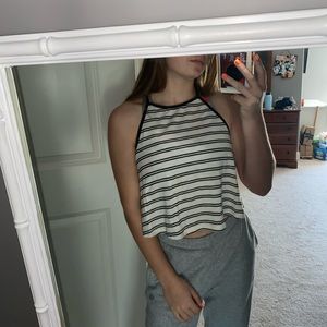 cropped high neck flowy shirt
